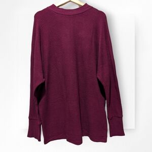 Matty M Tunic Sweater Burgundy Red Ribbed Knit Large